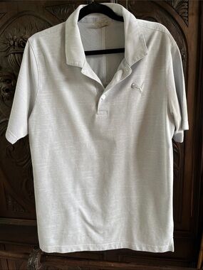 Puma Men’s Light Gray Polo with Embroidered Cat Logo